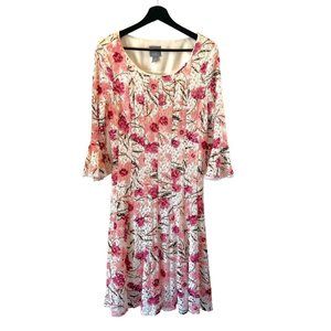 Rabbit Rabbit Rabbit Pink White Crochet Floral Long Sleeve Midi Dress 16